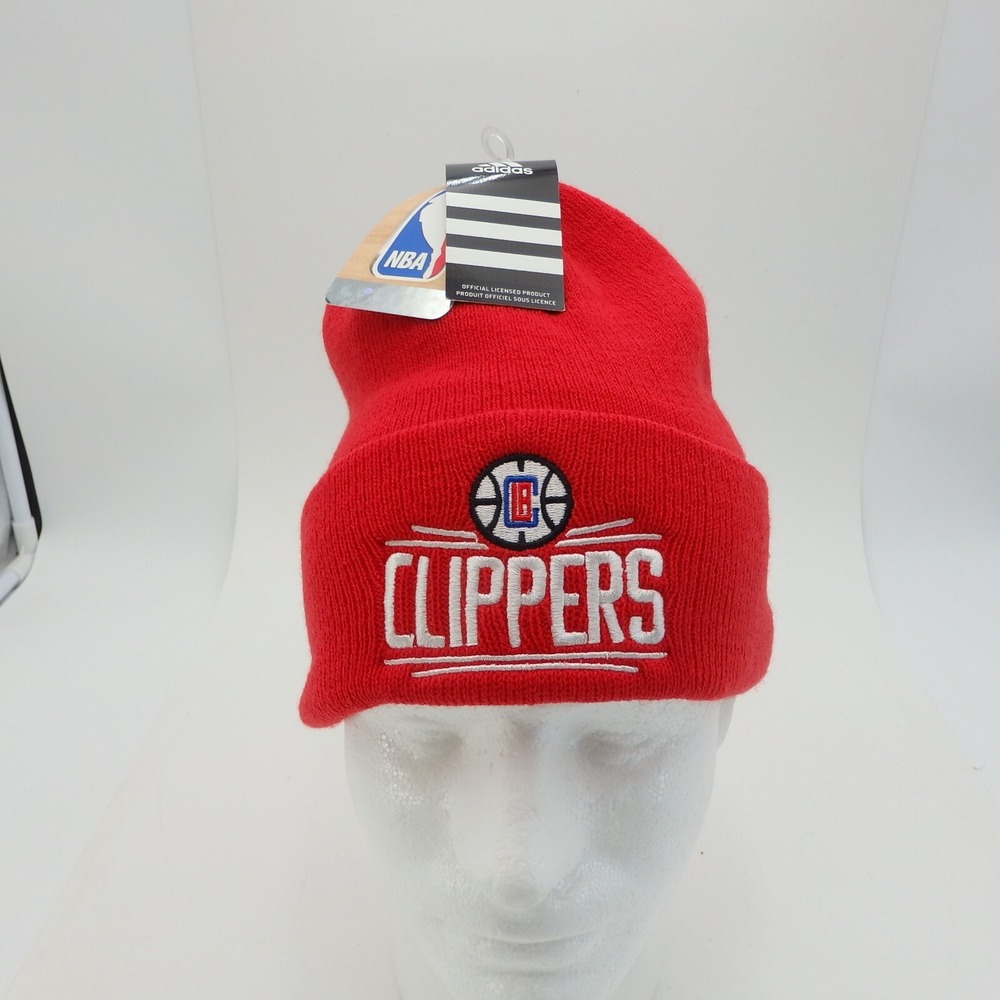 Los Angeles Clippers Beanie Cap Hat Mens Red Adidas Logo NBA NEW NWT